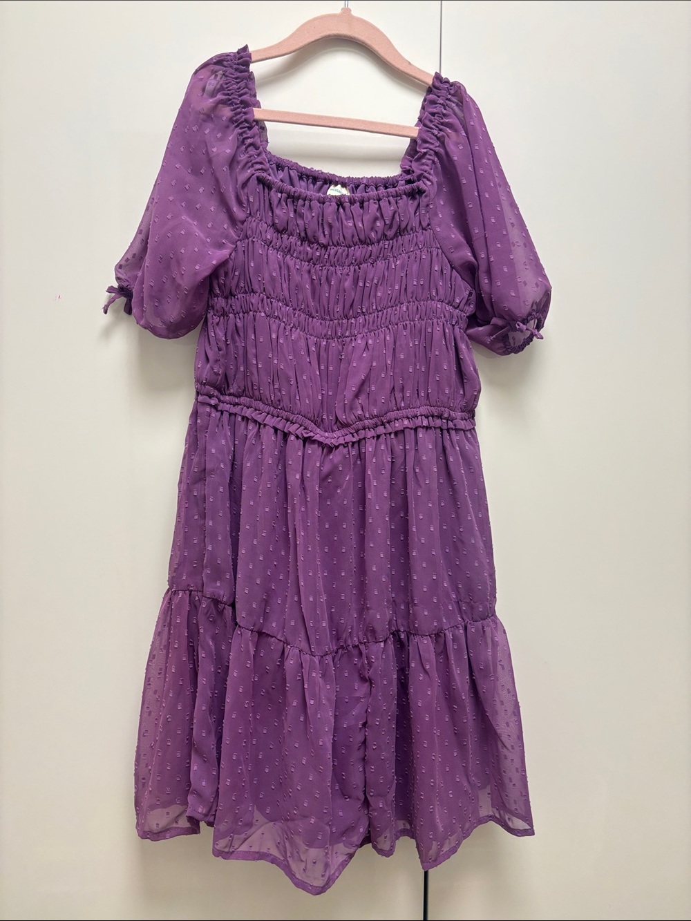 Girls Purple Smocked Tiered Dress